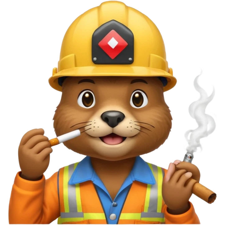 beaver smoking wearing a hard hat emojis funny emoji