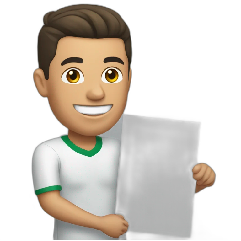 Cristiano Ronaldo holding a sign with Abdul Latif written on it emoji