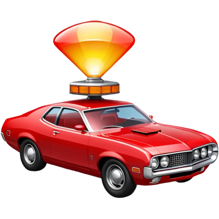 red ford torine from starsky and hutch with flashing light on top emoji