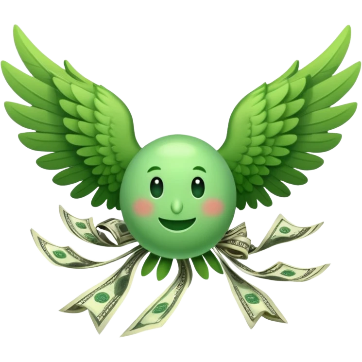 un fajo de dólares con alas volando emoji