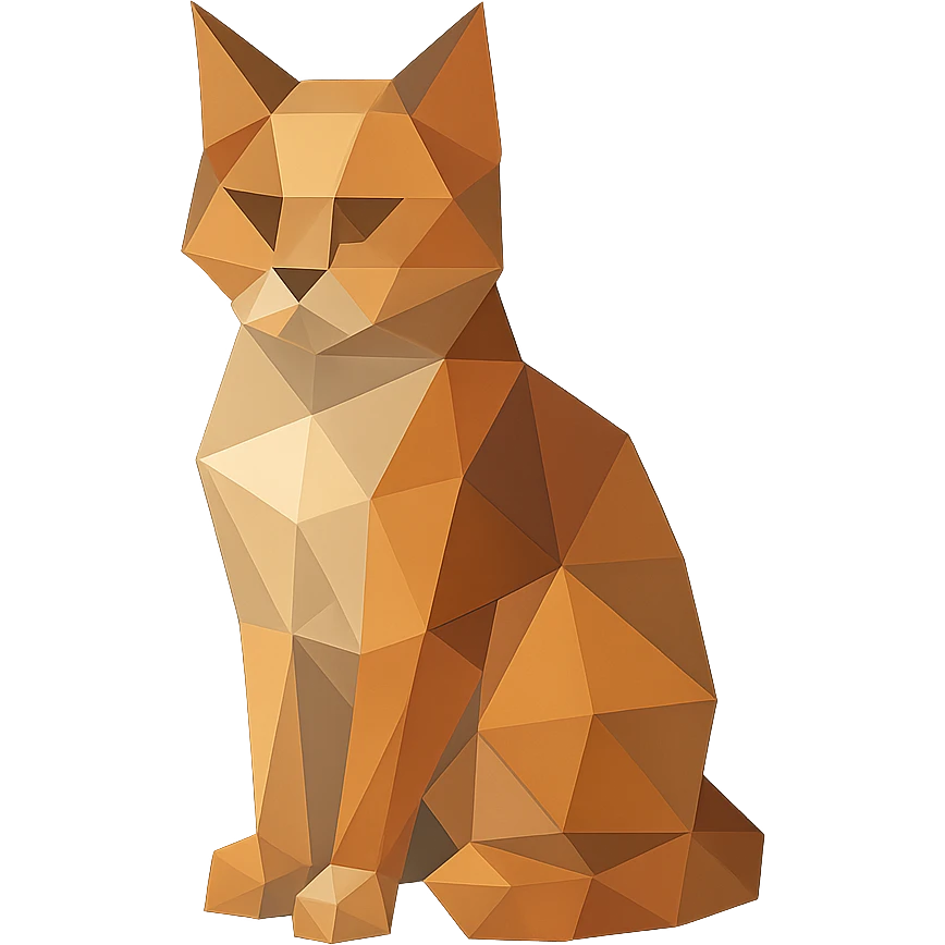illustration of a cat made of geometric shapes in polygonal style emoji
