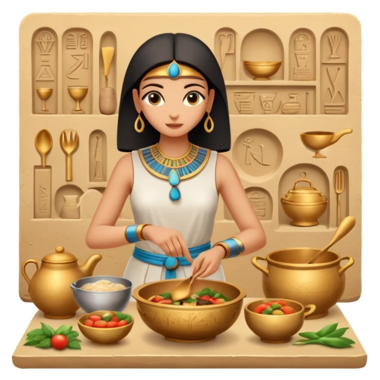 ancient Egyptian cooking scene in hieroglyphic style emoji