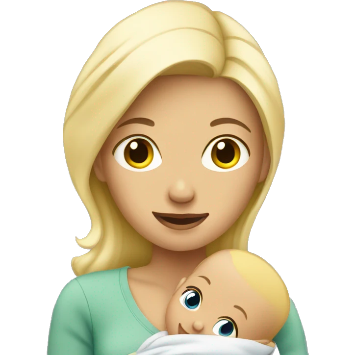 Blonde woman holding baby emoji