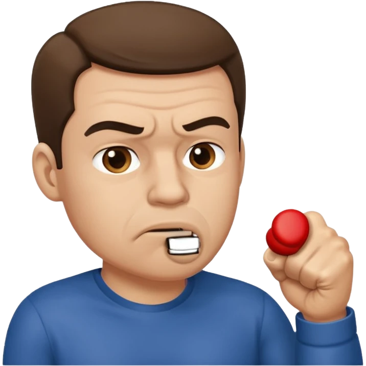 Man putting his fist in his mouth emoji