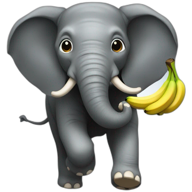 An elephant running by eating black bananas emoji