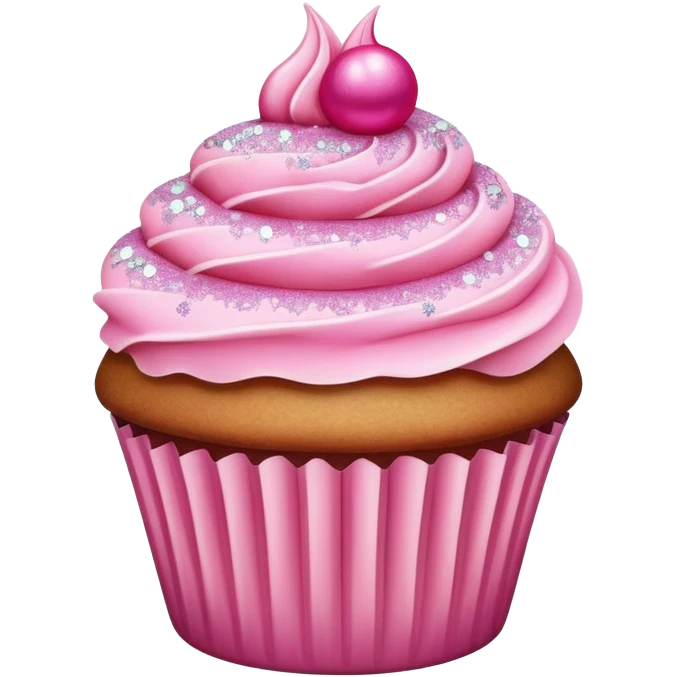 cupcake with pink icing, с блёстками emoji