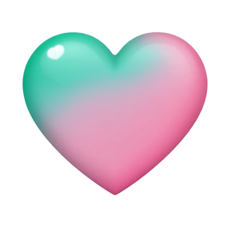heart emoji with a phthalo green to baby pink gradient emoji