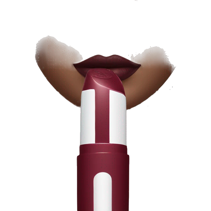 a burgundy lipstick with white stick emoji