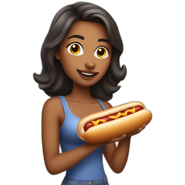 sexy girl holding an hotdog emoji