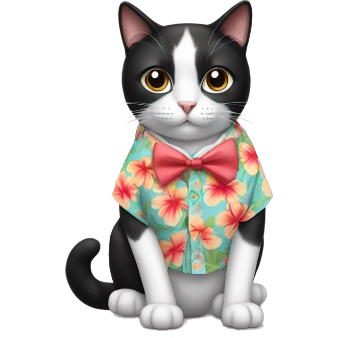 tuxedo cat wearing a hawaiian shirt  emoji