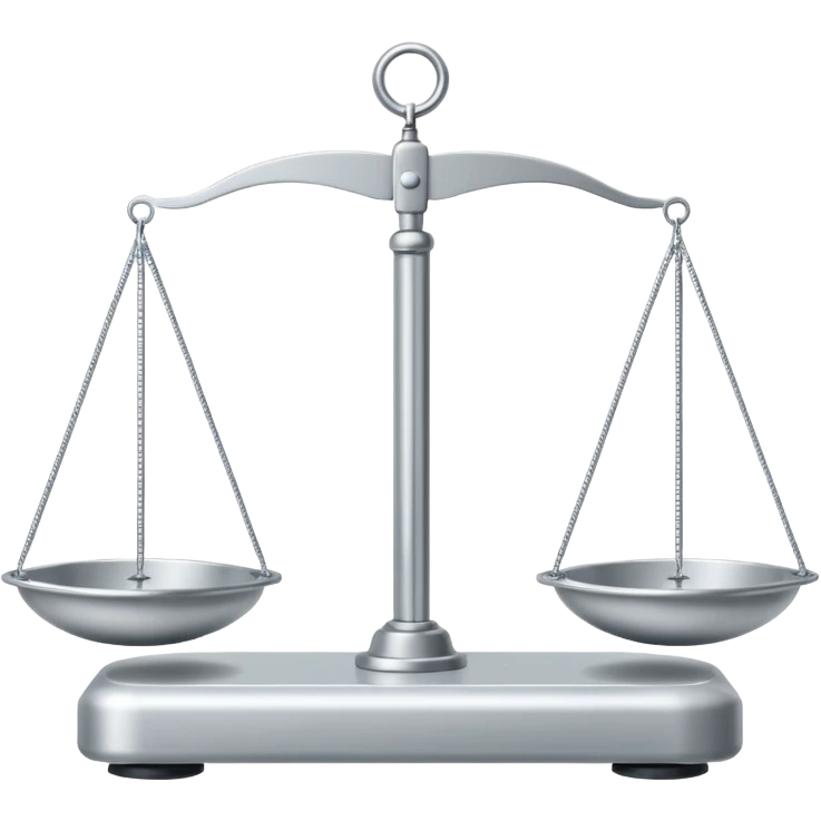 A minimal schematic drawing of a balance scale.  emoji