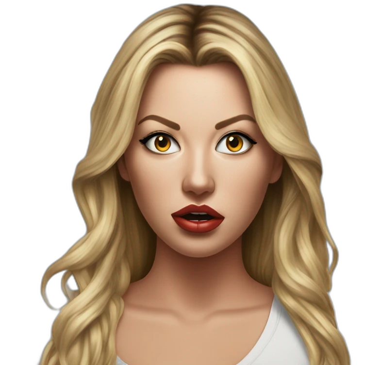 Hyper-realistic painting samantha saint mouth open eyes closed emoji