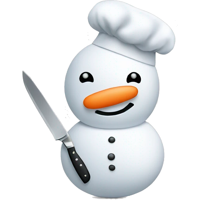 snowman with chefs hat and kitchen knife emoji