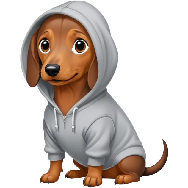 Ee cream dachshund wearing a hoodie emoji