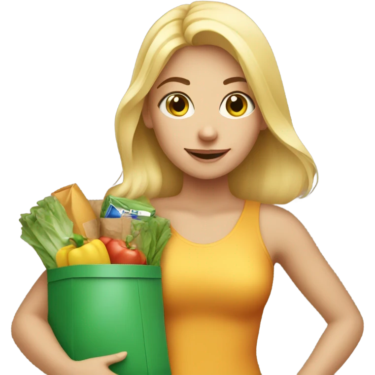 Cute blonde girl carrying groceries emoji