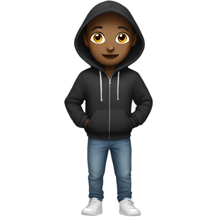 Fashions wearing a hoodie emoji