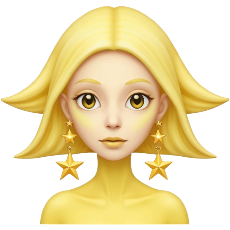 yellow alien woman with golden star earrings emoji