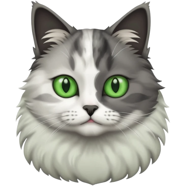 full body half dark grey and half white cat emoji