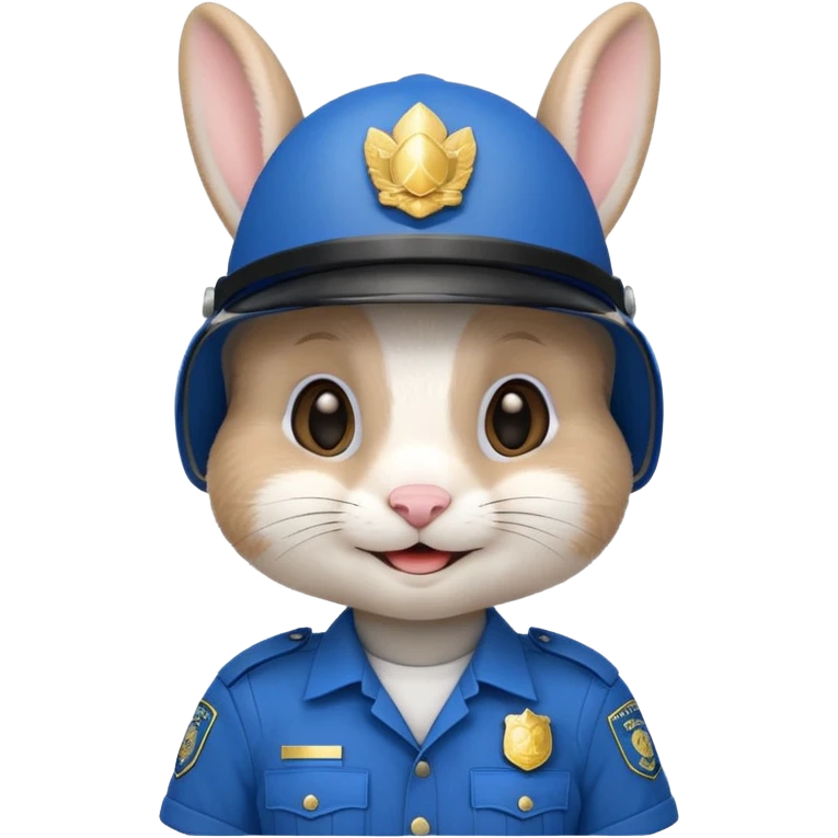 cute Rabbit police, blue uniform including helmet of uniform emoji
