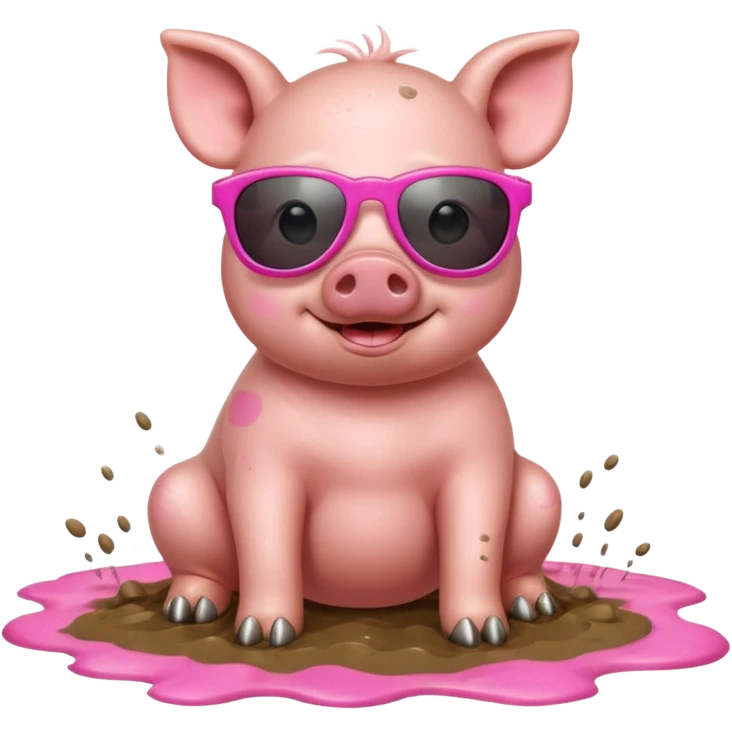 cute pig wearing cool sunglasses and bathing on all fours emoji