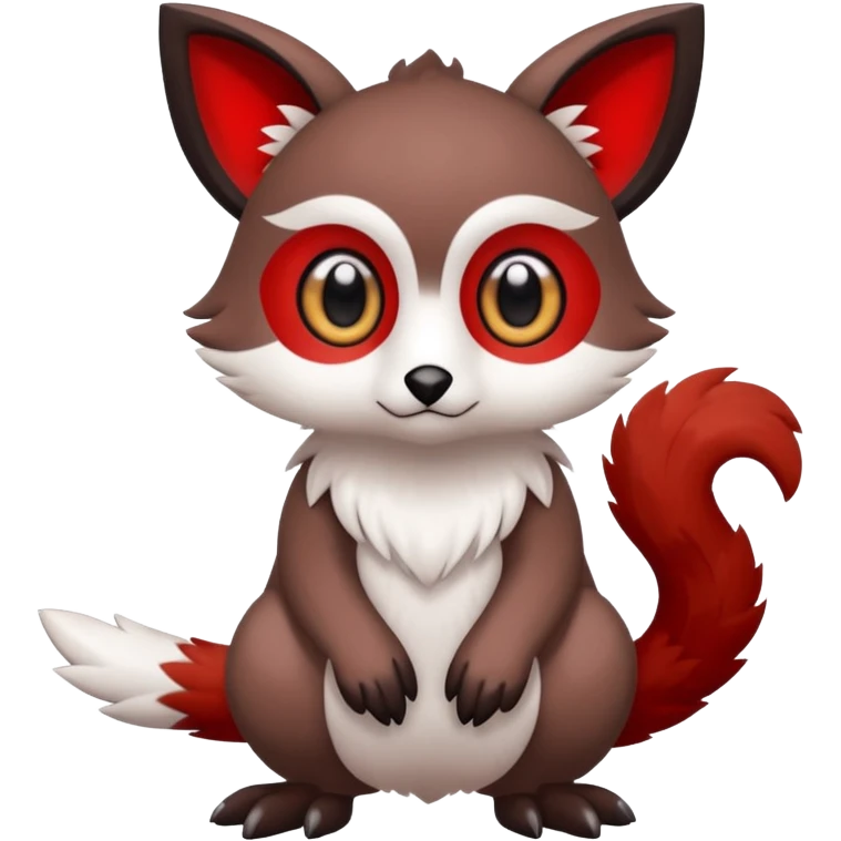 Cute cool white red dark-brown animal hybrid Fakemon full body emoji