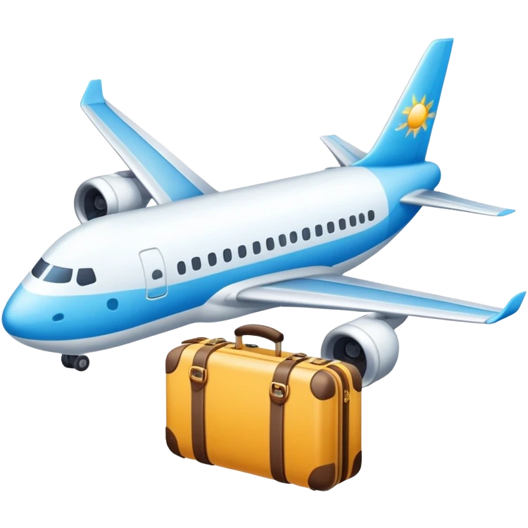 Airplane with vacation vibes, travel emoji emoji