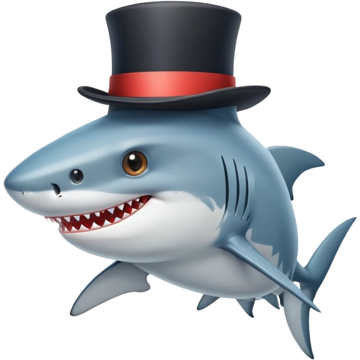 Shark with a top hat emoji