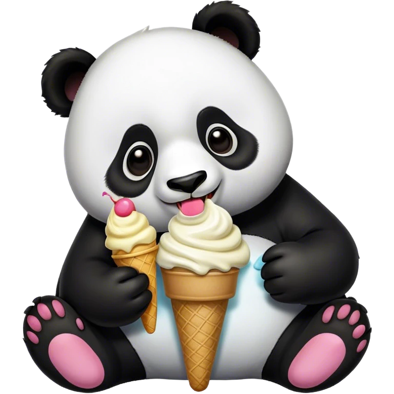 Panda eating ice cream emoji