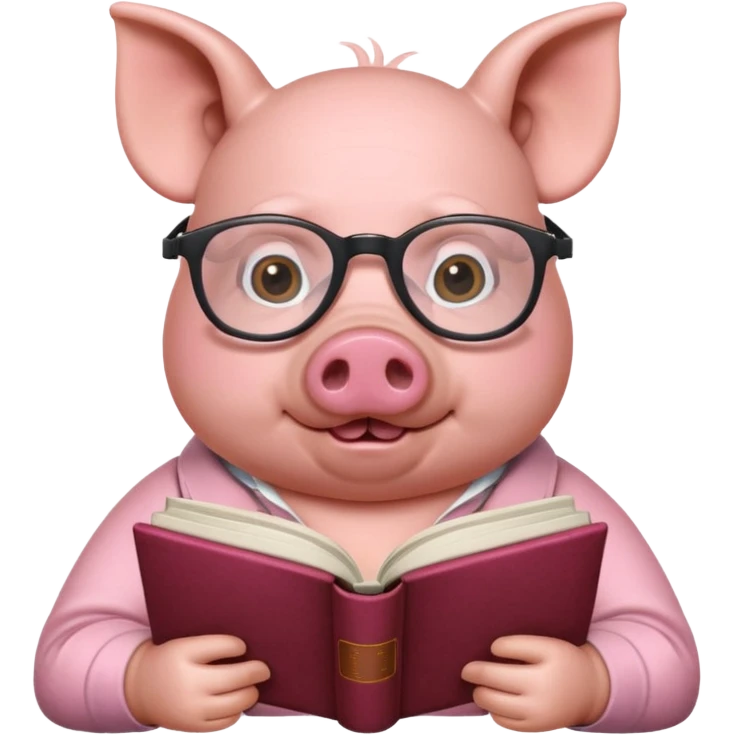 pig reading book emoji