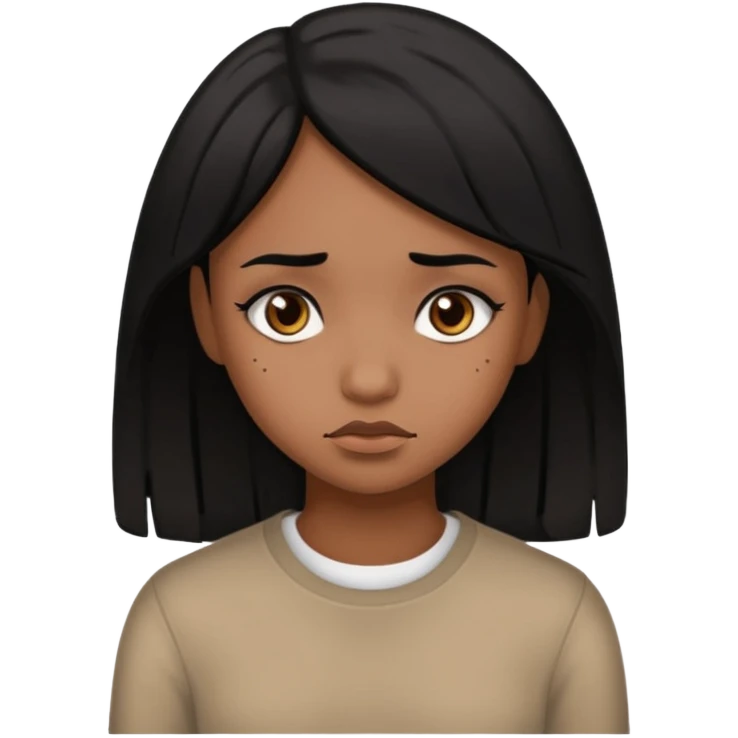 pretty brown girl with black hair who is sad emoji