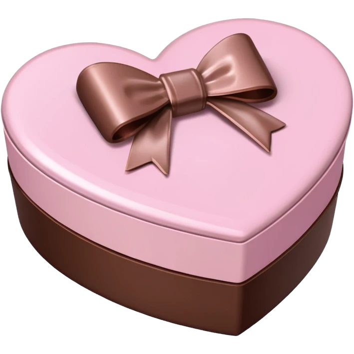 pale pink heart box, pale pink bow, filled with chocolates inside emoji