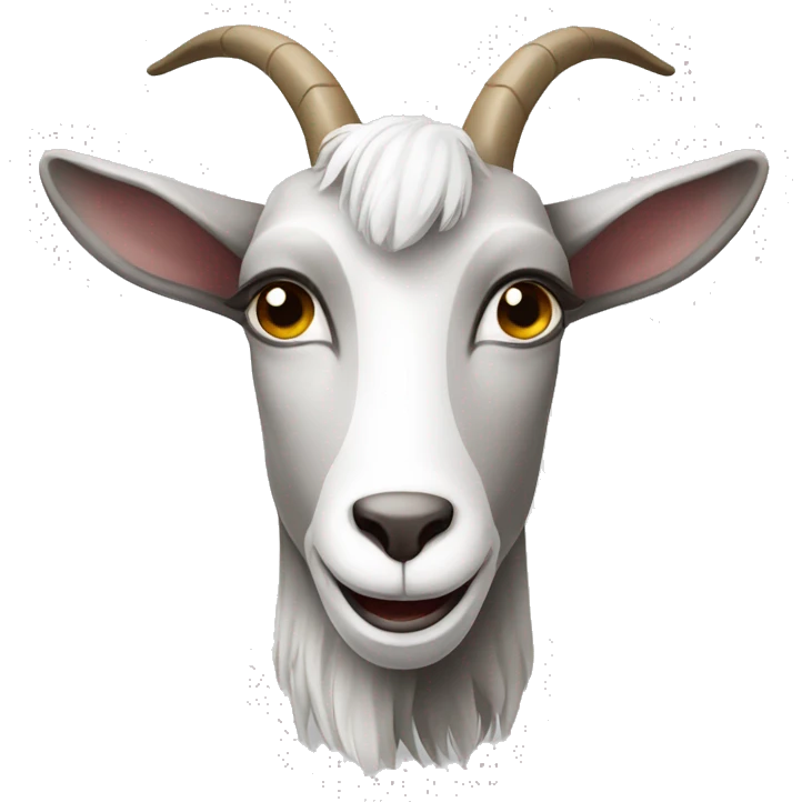 a grey and white goat with squinting eyes emoji