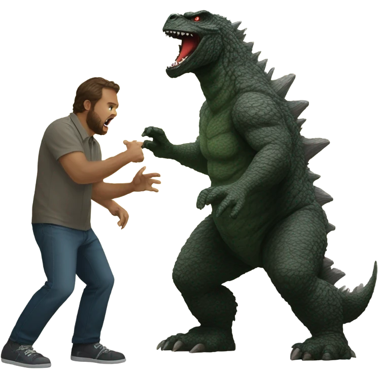 Godzilla fighting Bigfoot  emoji