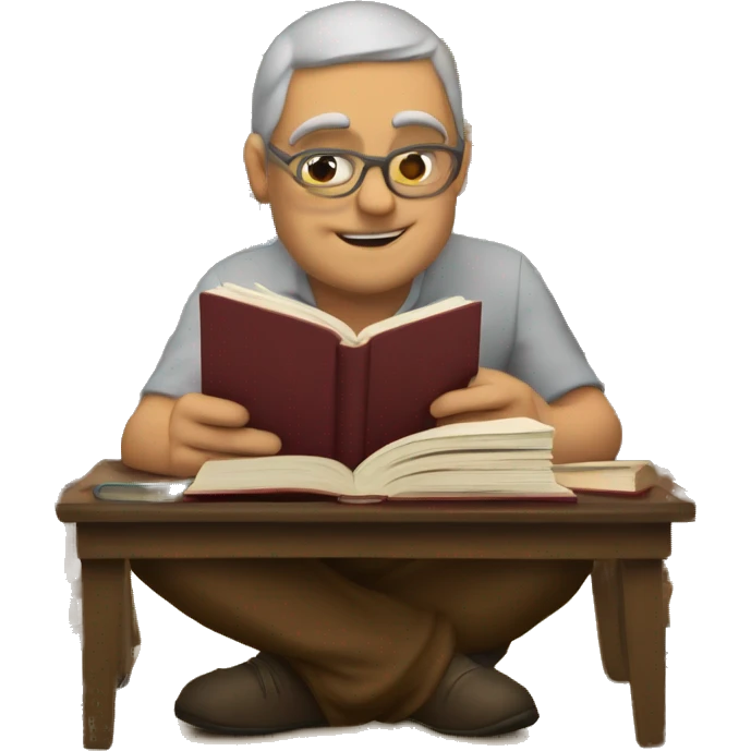 unconejo estudiando y sentado sobre varios libros emoji