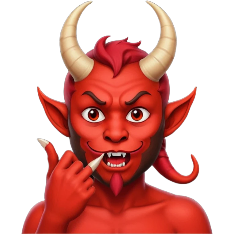 Creppy devil and shushing someone  🤫 like there figer over there mouth  like there lip is closed and the figers over and not useing the middle finger  emoji