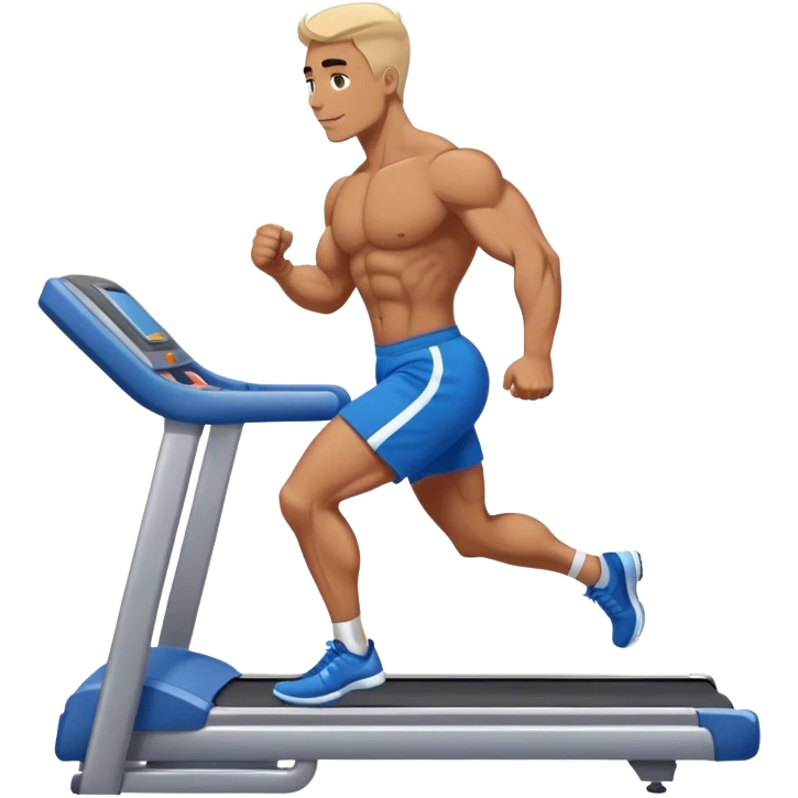 bodybuilder blue shorts treadmill emoji