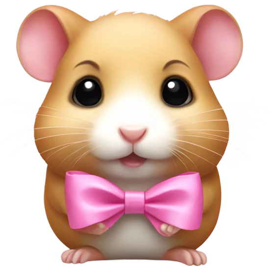 little hamster with cute pink bow emoji