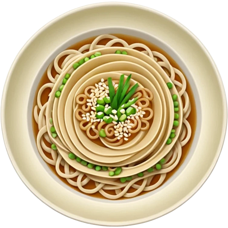 buckwheat noodles in a bowl, top view emoji