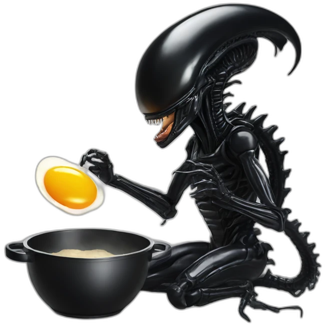 Xenomorf cooking an egg emoji