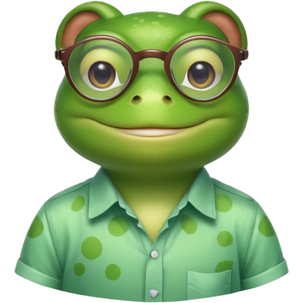 glasses frog with shirt emoji