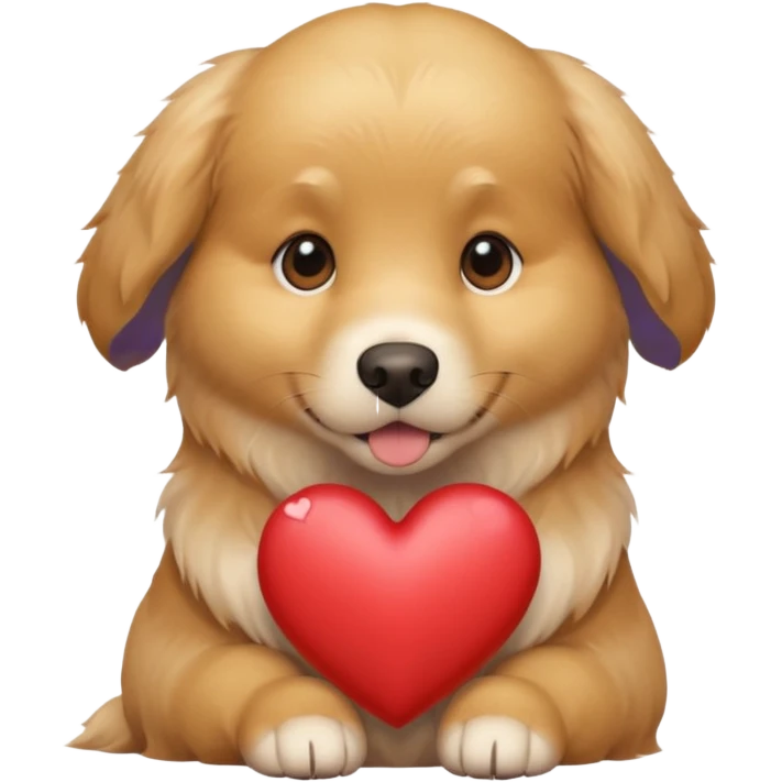 A dog holding a heart (modelled after a Golden Retriever) emoji