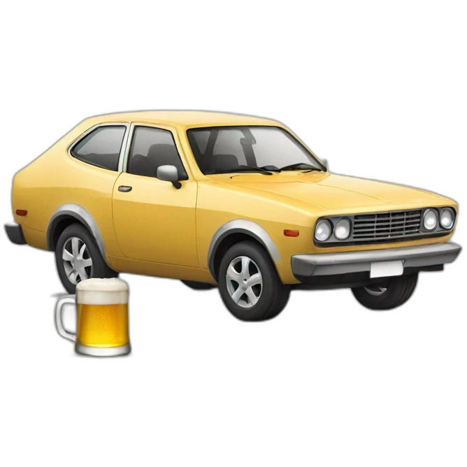 Car drinking a beer emoji