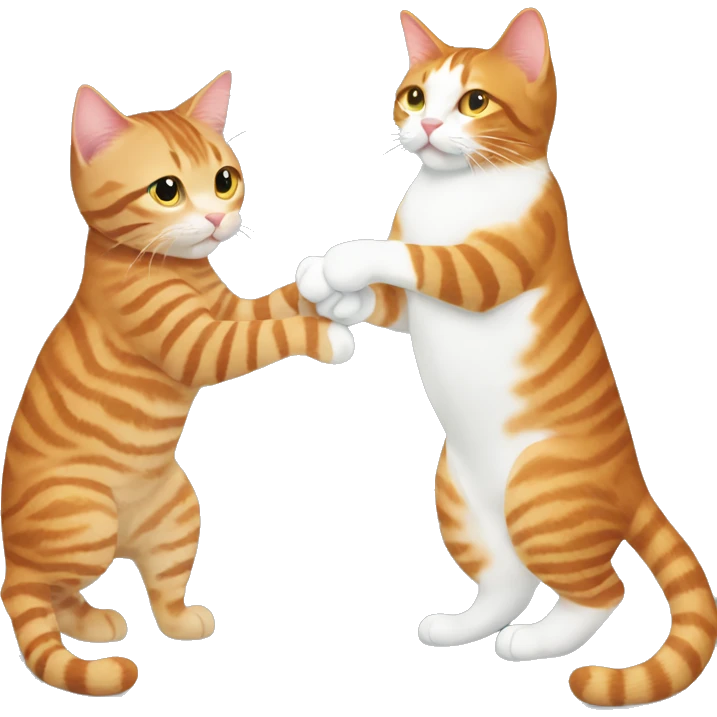 One ginger tabby cat and one brown tabby cat holding hands emoji