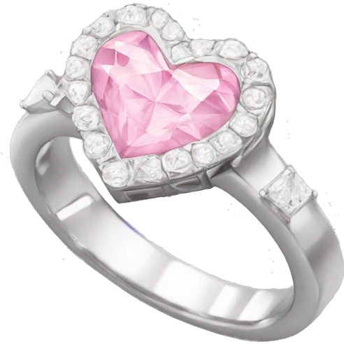 Diamond silver  ring light pink heart emoji