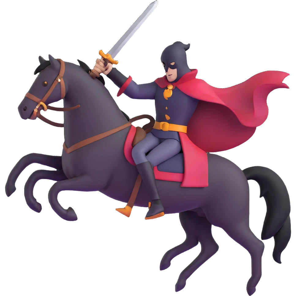 headless horseman holding a sword, dynamic action pose emoji