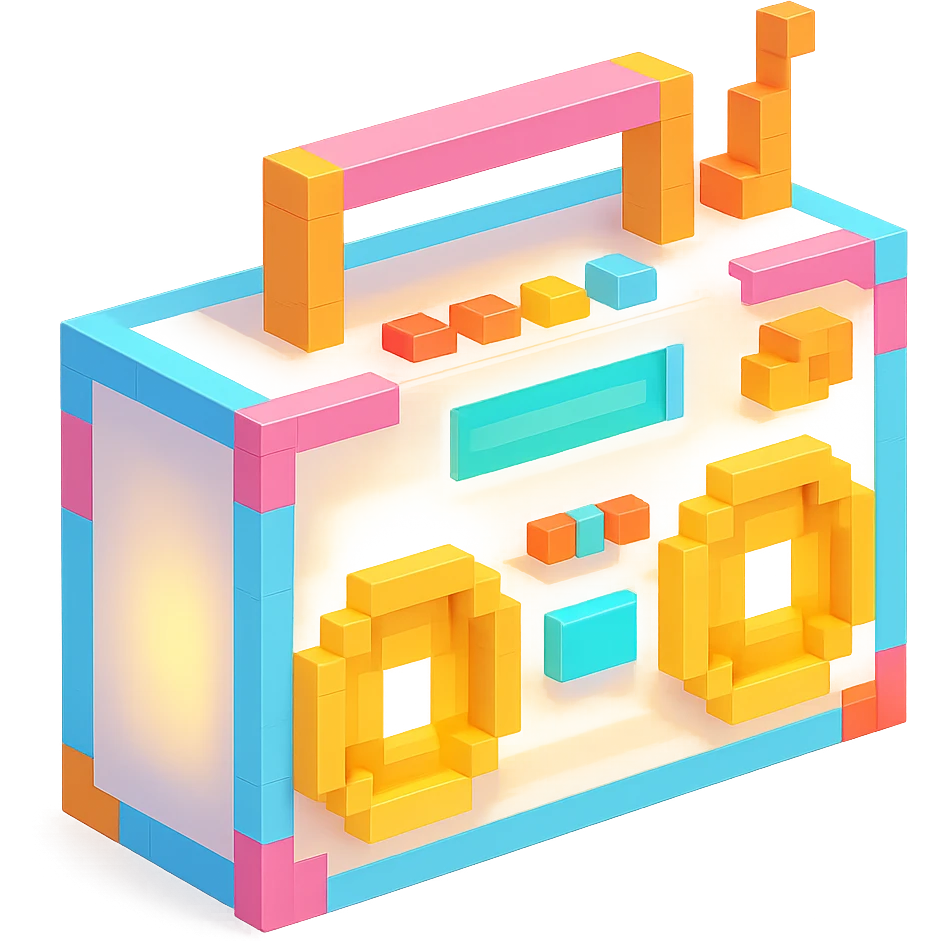 сделай белый святящейся бумбокс, no background emoji