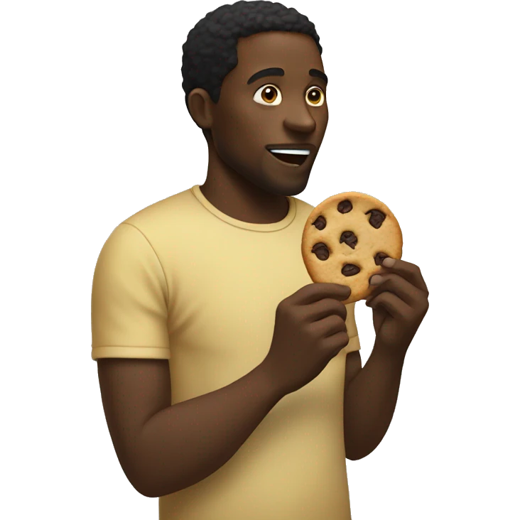 A black man eating a cookie  emoji