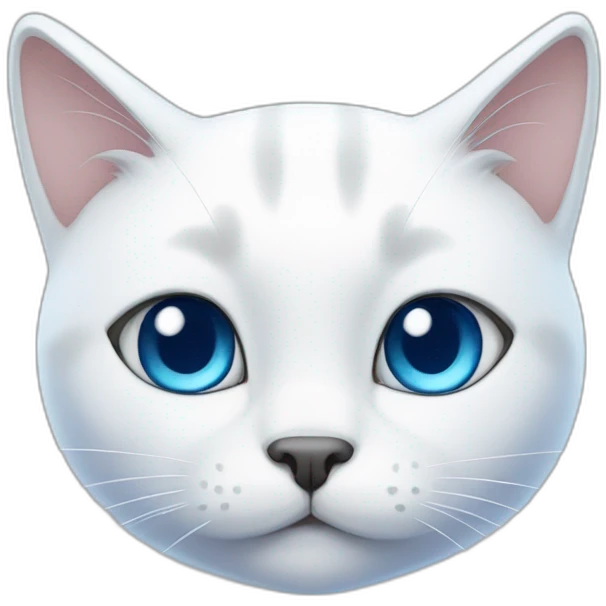 cartoon white cat with one big blue birthmark on the right eye and on the ear emoji