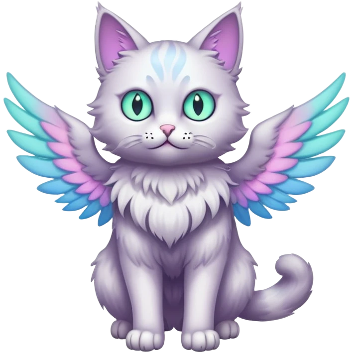 pastel winged cat  creature with  three glowing eyes emoji