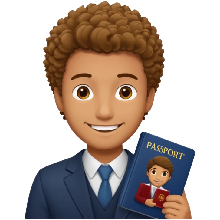 man with coily chairs passport size emoji